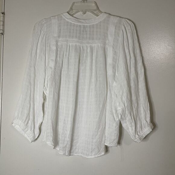 Gentle Fawn gauze long sleeve white tie collar blouse top size XS - Picture 4 of 4